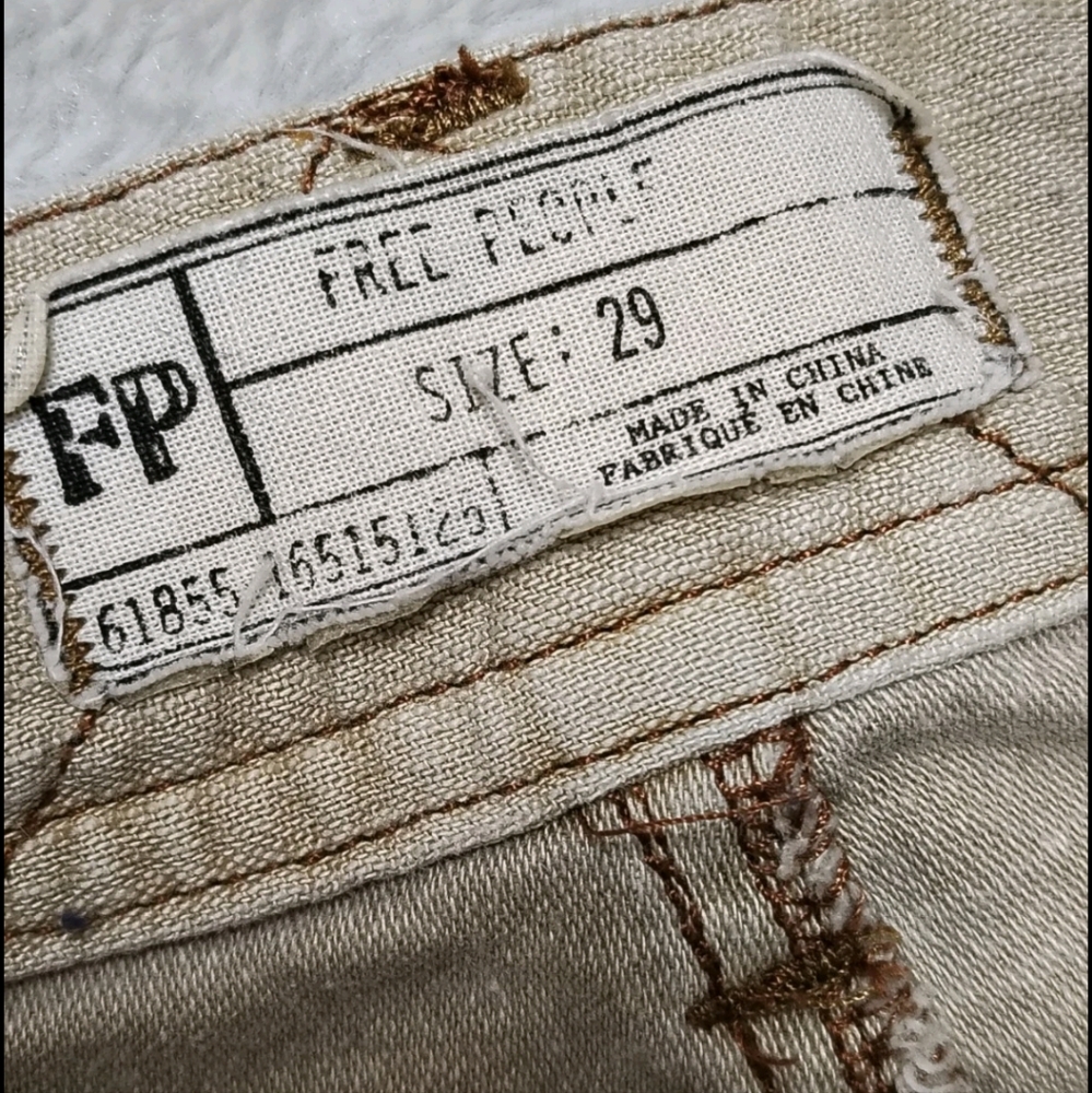 Free People Utility Boyfriend Button Fly Cotton Tan Pants Women's 29 Mid Rise - Picture 6 of 9